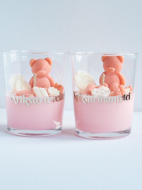 Dovanos krikšto tėvams | 2 rankų darbo žvakės su pasirinktu aromatu